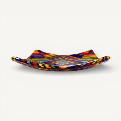 DHELI, striped Murano glass saucer Multicolor | Murano Store