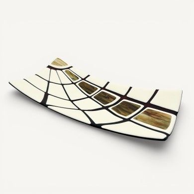 JURASSICO | Plateau ivoire satiné avec motifs Améthyste | Murano-Store