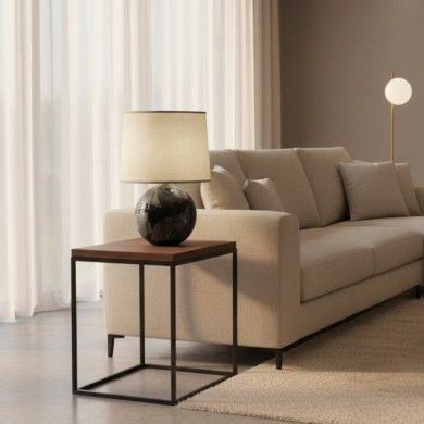 URANIA | Lampe noire | Abat-jour ivoire | Murano Store