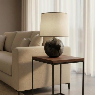 URANIA | Lampe noire | Abat-jour ivoire | Murano Store