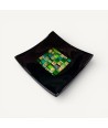 PITAGORA | Black Saucer with Green and Gold Mosaic | Murano Store
