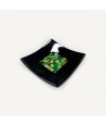 PITAGORA | Black Saucer with Green and Gold Mosaic | Murano Store