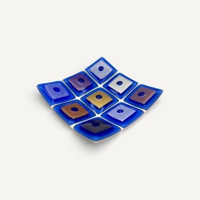 VINCENT | Svuotatasche vintage blu con foglia oro | Murano-Store