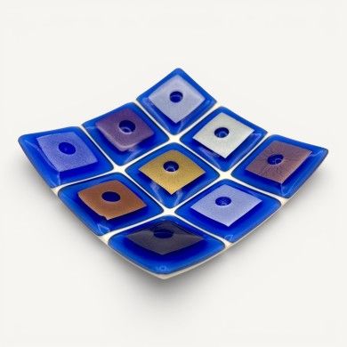 VINCENT | Svuotatasche vintage blu con foglia oro | Murano-Store