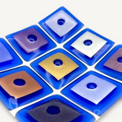 VINCENT | Vintage-Ablagefach in Blau mit Blattgold | Murano-Store