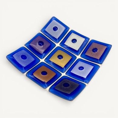 VINCENT | Porta-moedas vintage azul com folha de ouro | Murano-Store