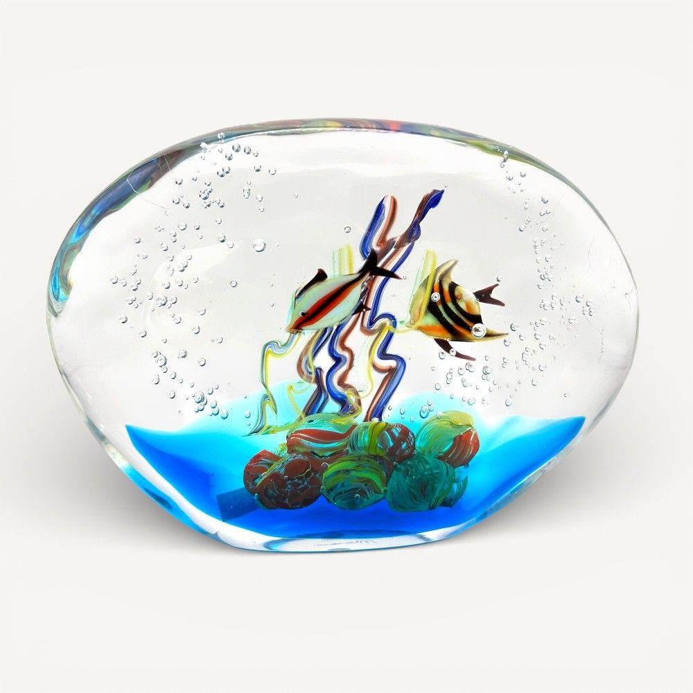 MEDITERRANEAN | Aquarium with tropical fish in Murano glass