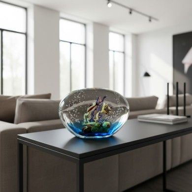MEDITERRANEO | Acquario con pesci tropicali in vetro di Murano