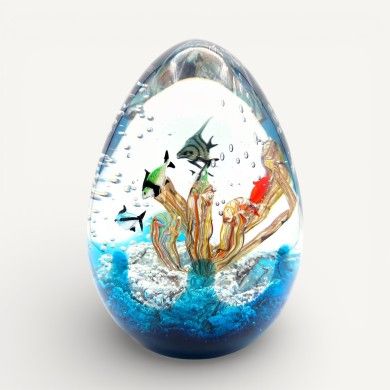 ADRIATICO | Ovales Aquarium aus Muranoglas mit tropischen Fischen