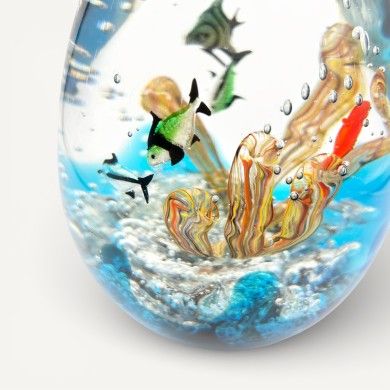 ADRIATICO | Acuario ovalado de cristal de Murano con peces tropicales
