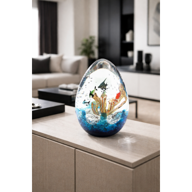 ADRIATICO | Ovales Aquarium aus Muranoglas mit tropischen Fischen