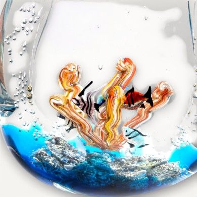 LIGURE | Aquarium avec poissons tropicaux en verre de Murano