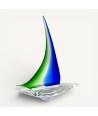 MAGELLANO | Basca a vela in vetro di Murano massiccio verde e blu