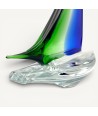 MAGELLANO | Sail-shaped bowl in solid green and blue Murano glass