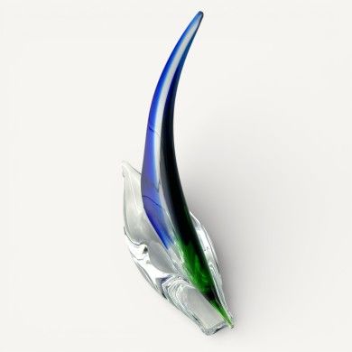 MAGELLANO | Basca a vela in vetro di Murano massiccio verde e blu