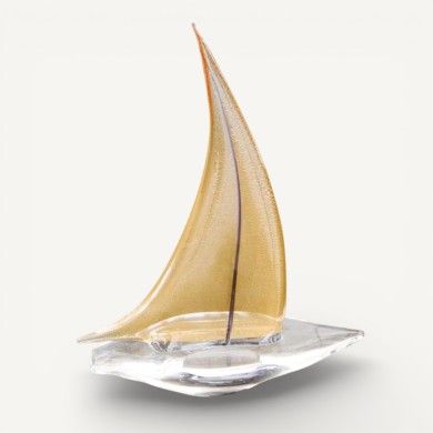 VESPUCCI | Segelschiff aus massivem Muranoglas, Kristall und Gold