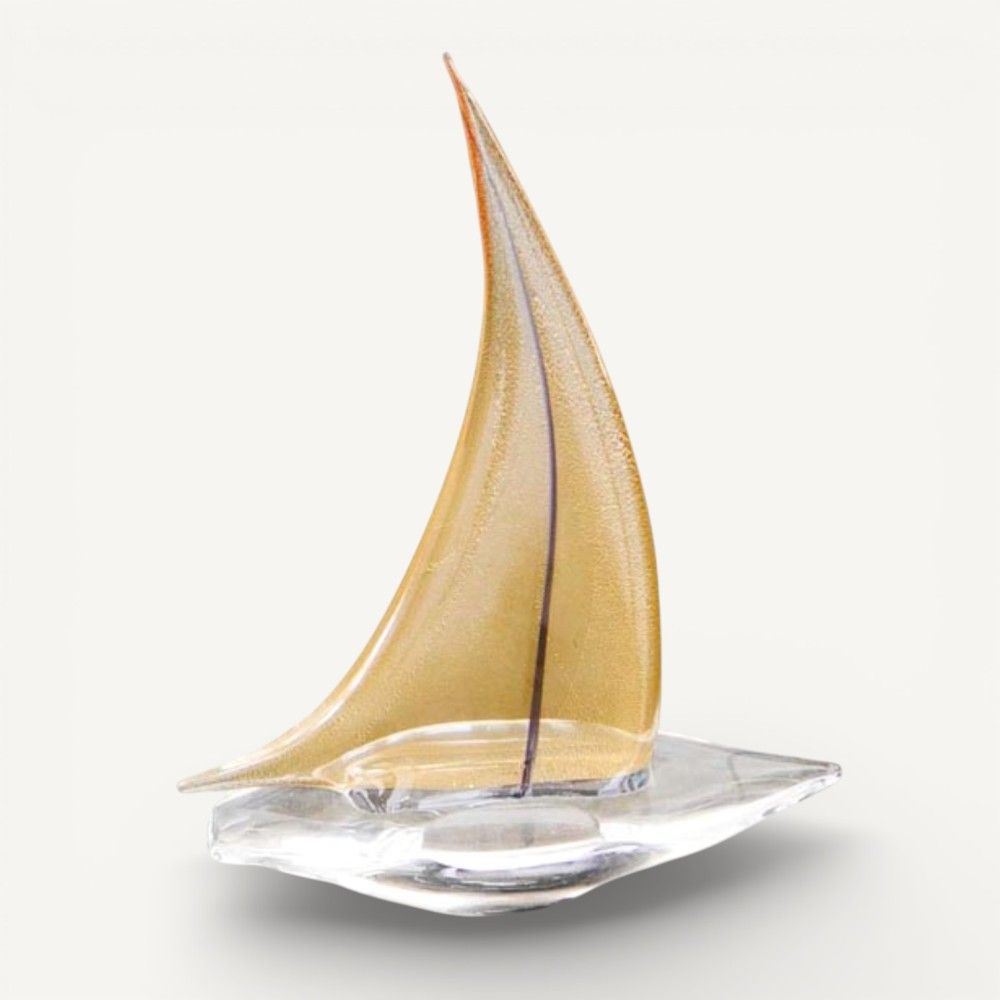 VESPUCCI | Velero de cristal de Murano macizo y oro