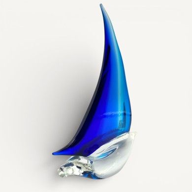 PIZARRO | Barca a vela in vetro di Murano massiccio blu e azzurra