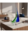 MAGELLANO | Basca a vela in vetro di Murano massiccio verde e blu