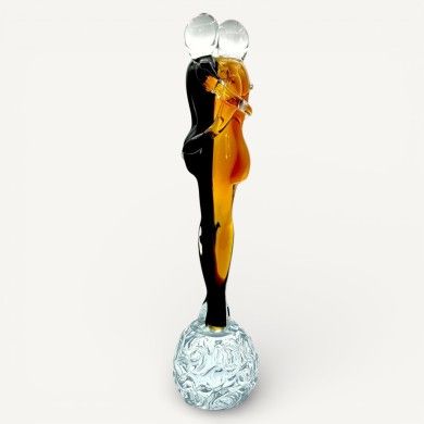 PASSION | Sculpture 'Les Amoureux' Noir et Ambre | Murano-Store