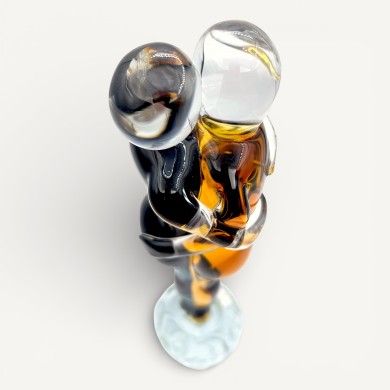 PASSION | Sculpture 'Les Amoureux' Noir et Ambre | Murano-Store