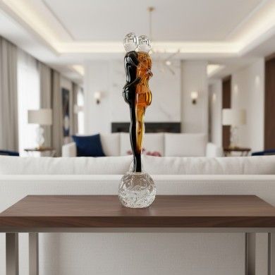 PASSION | Sculpture "The Lovers" Black and Amber | Murano-Store
