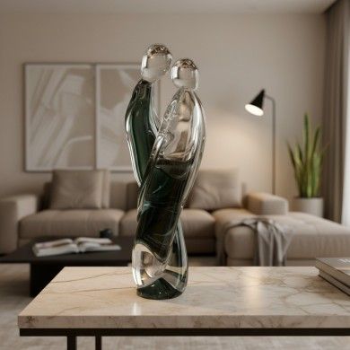 GIOIA | Sculpture en verre gris fumé Lovers | Murano-Store