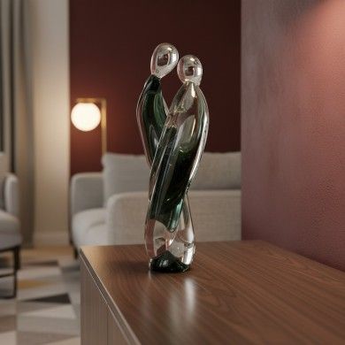 GIOIA | Escultura de vidro cinzento fumado Lovers | Murano-Store
