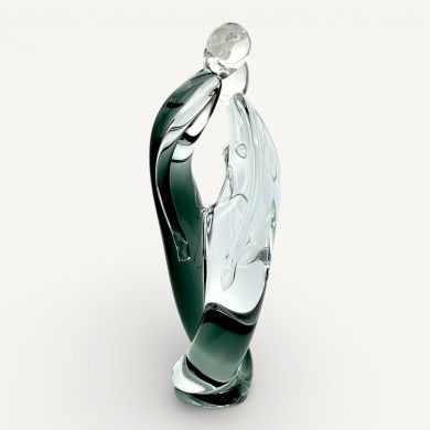 JOY | Smoked Gray Glass Lovers Sculpture | Murano-Store