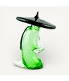 SAIGON | Artistic statue | Chinese kneeling | Murano glass green | Murano-Store