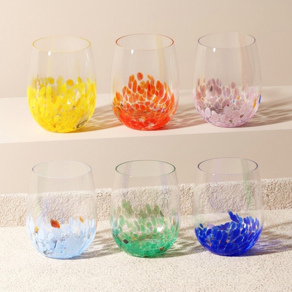 JULIENNE, Set 6 Bicchieri in vetro soffiato a macchie | Murano Store