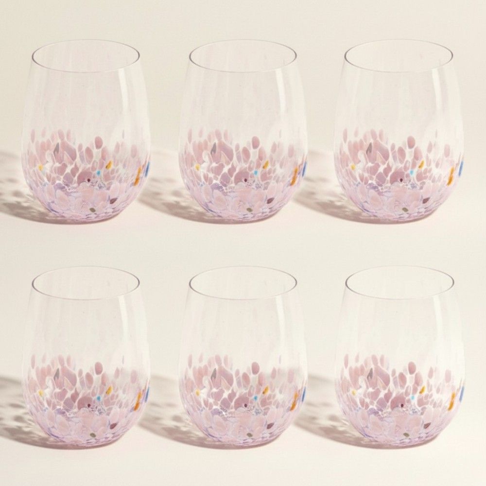 JULIENNE, lot de 6 verres de table en verre soufflé à motifs | Murano Store