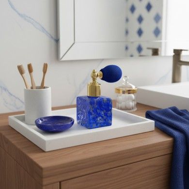 KETTY, frasco para perfume azul con aventurina | Murano Store