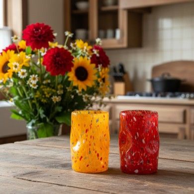 « Goti » PIERRE en verre de Murano à taches colorées | Verres artisanaux