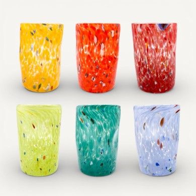 „Goti“ PIERRE aus Muranoglas mit farbigen Flecken | Handgefertigte Gläser
