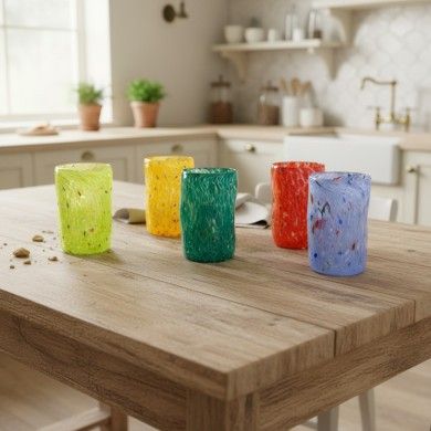 « Goti » PIERRE en verre de Murano à taches colorées | Verres artisanaux