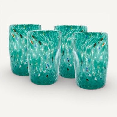 "Goti" PIERRE em vidro de Murano com manchas verde-marinho | Murano Store