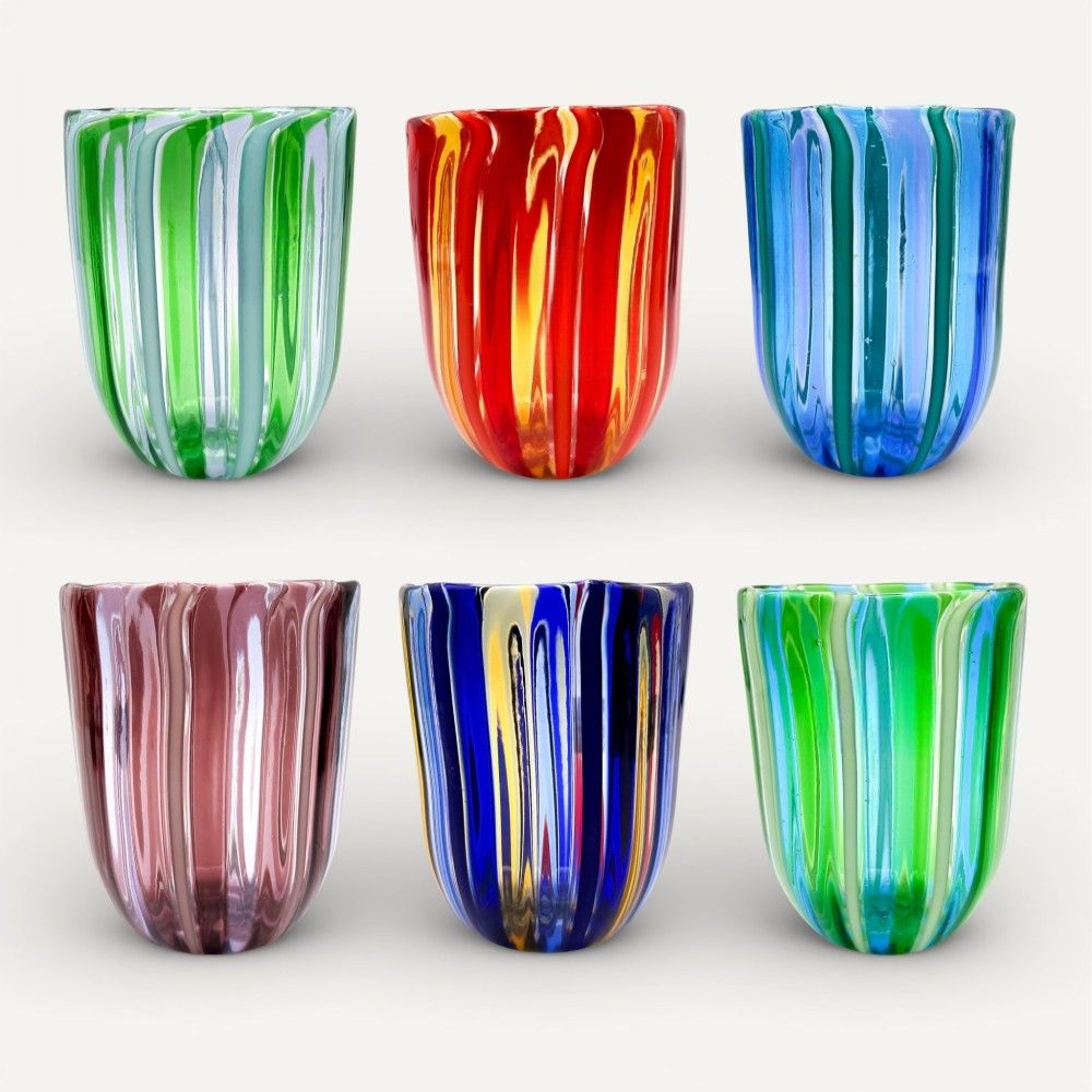 CANNE glasses in Murano glass | Goblets with colored rods