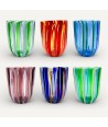 Bicchieri CANNE in vetro di Murano con canne colorate e filamenti bianchi