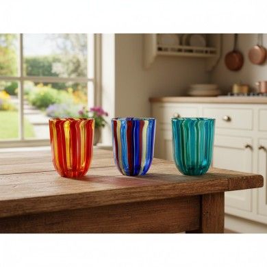 CANNE glasses in Murano glass | Goblets with colored rods