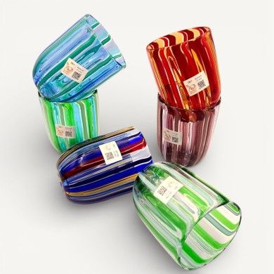 CANNE glasses in Murano glass | Goblets with colored rods