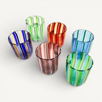 CANNE glasses in Murano glass | Goblets with colored rods