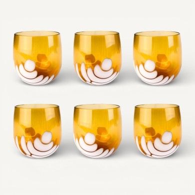 BURCI, Verres design en verre de Murano couleur ambre | Murano Store