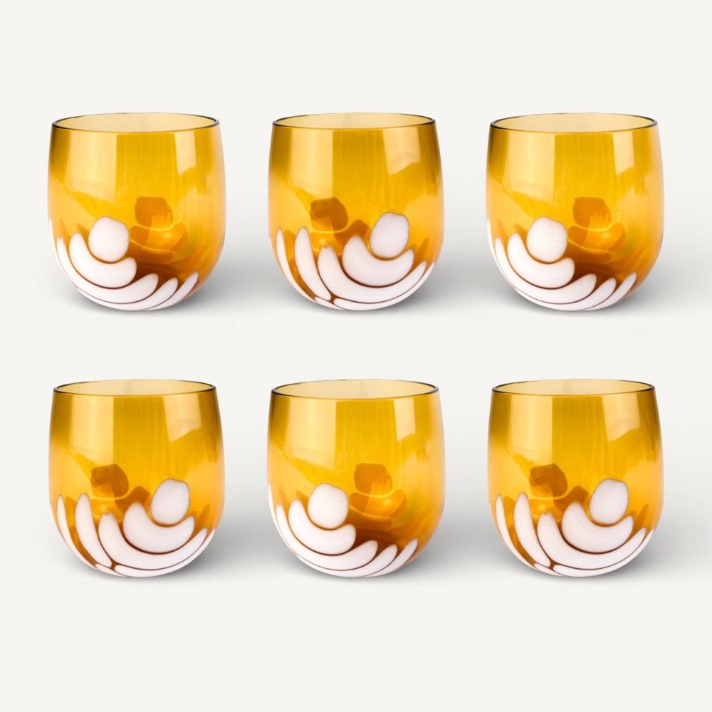 BURCI, Bicchieri di design in vetro Murano color ambra | Murano Store