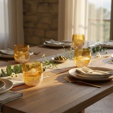 BURCI, Verres design en verre de Murano couleur ambre | Murano Store