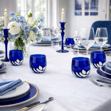 BURCI, Bicchieri di design in vetro Murano blu con pasta di vetro