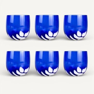 BURCI, Verres design en verre de Murano bleu avec pâte de verre