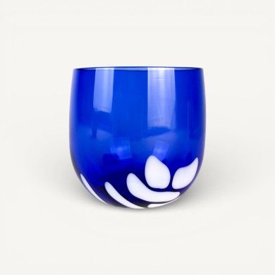 BURCI, Design-Gläser aus blauem Muranoglas mit Glaspaste