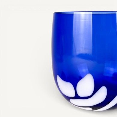 BURCI, Bicchieri di design in vetro Murano blu con pasta di vetro