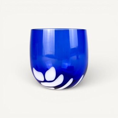 BURCI, Bicchieri di design in vetro Murano blu con pasta di vetro